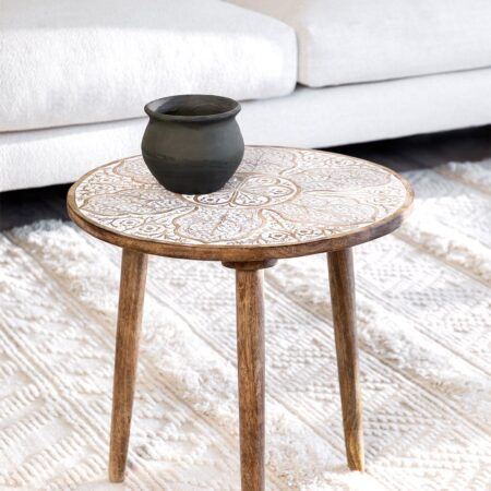 Tavolino rotondo in legno di mango (Ø45 cm) Tienga