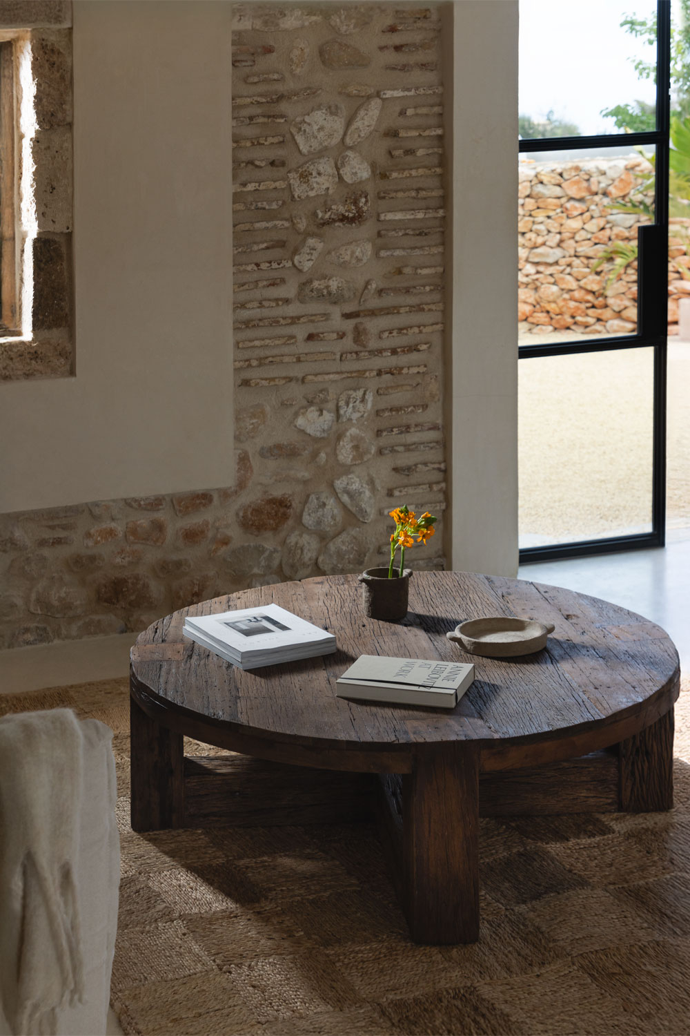 Tavolino rotondo Ø120 cm in legno riciclato Juvira