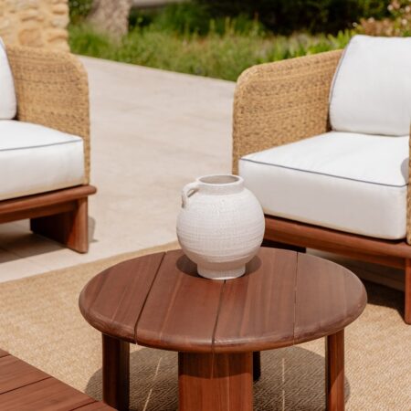 Tavolino da giardino rotondo Ø70 cm in legno di acacia di Famara