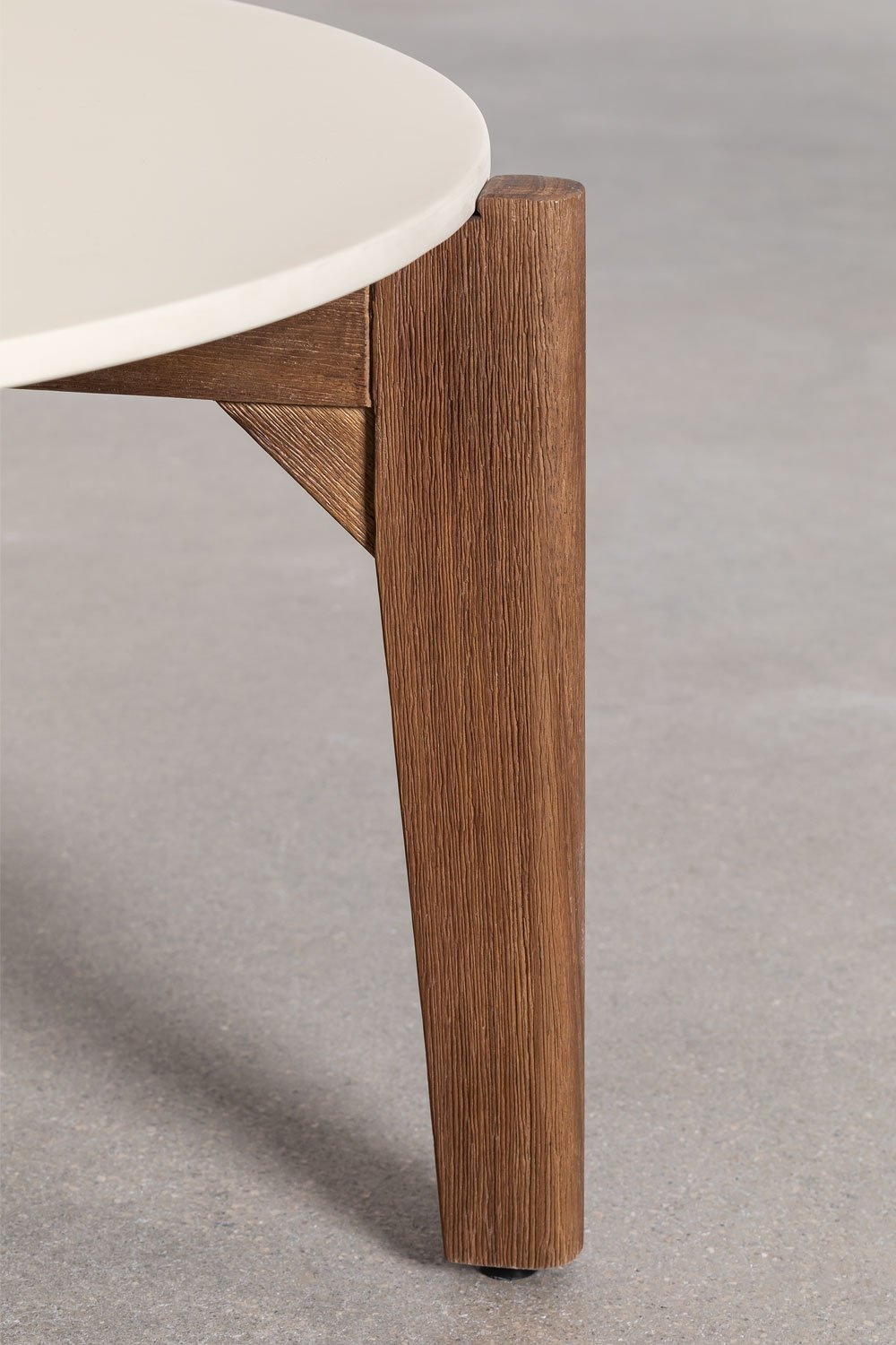Tavolino rotondo in cemento e legno di acacia Xajul