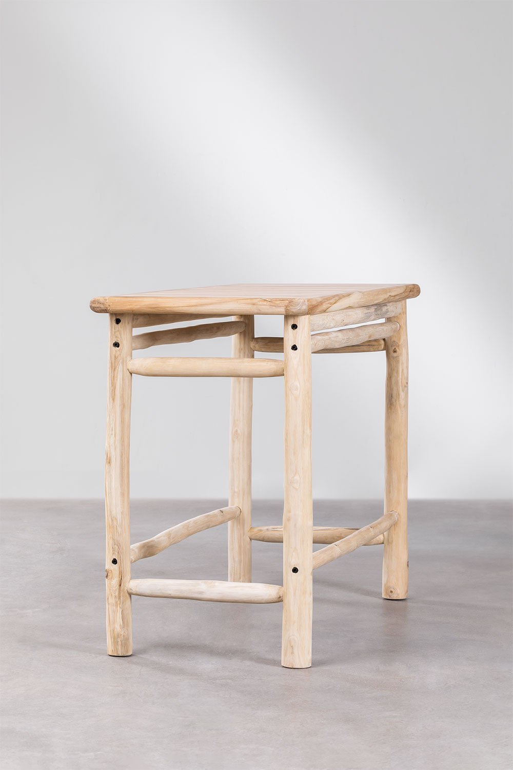 Tavolo alto da giardino rettangolare 135x65cm in legno di teak Narel