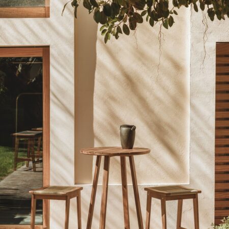 Tavolo alto da giardino rotondo Ø70 cm in legno di acacia Magda
