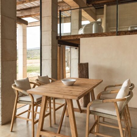 Tavolo alto rettangolare in legno di acacia (160x90 cm) Dubai