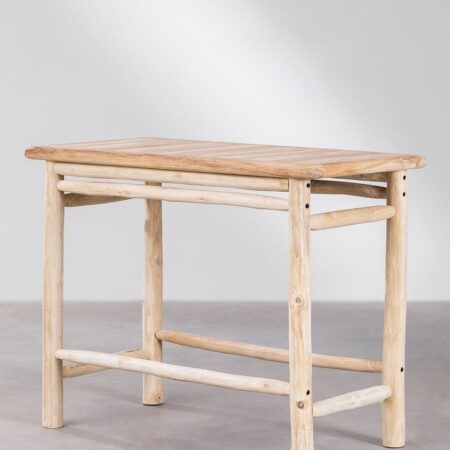 Tavolo alto rettangolare in legno di teak (134x65 cm) Narel