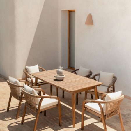 Tavolo da giardino rettangolare 160-210x90 cm allungabile in legno di acacia Tenay