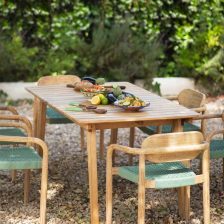 Tavolo da giardino 90-150x90 cm estensibile in legno di eucalipto Naele