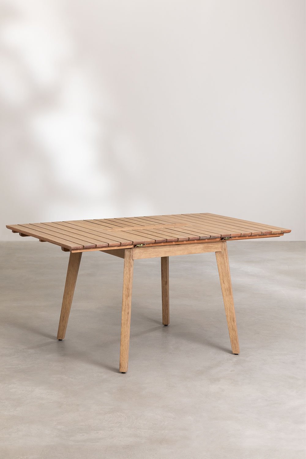 Tavolo da giardino 90-150x90 cm estensibile in legno di eucalipto Naele