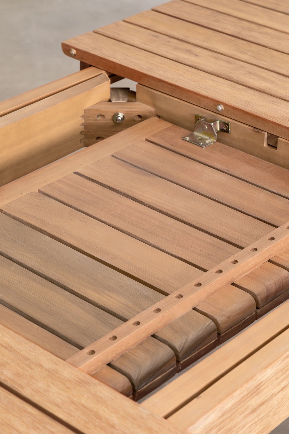 Tavolo da giardino 90-150x90 cm estensibile in legno di eucalipto Naele
