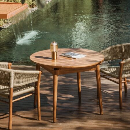 Tavolo da giardino rotondo 100-135x100 cm allungabile in legno di mogano Tenay