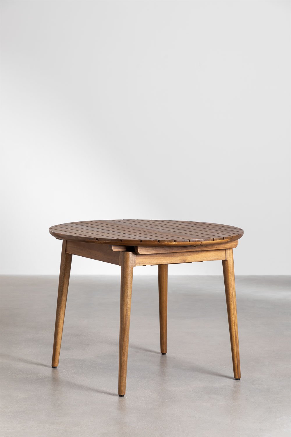 Tavolo da giardino rotondo 100-135x100 cm allungabile in legno di mogano Tenay