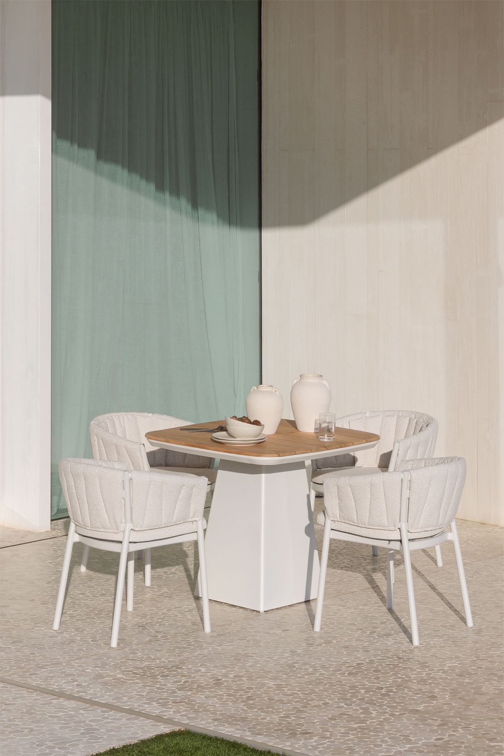 Tavolo da giardino in alluminio e legno di teak Inkeri