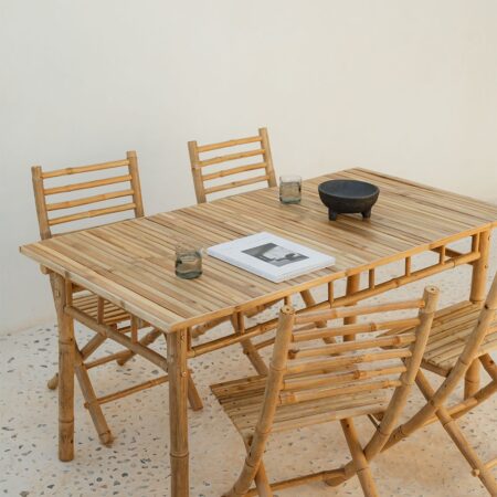 Tavolo da giardino rettangolare 150x80 cm in bambù Marilin