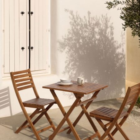 Tavolo da giardino quadrato 60x60 cm pieghevole in legno di acacia Delawer