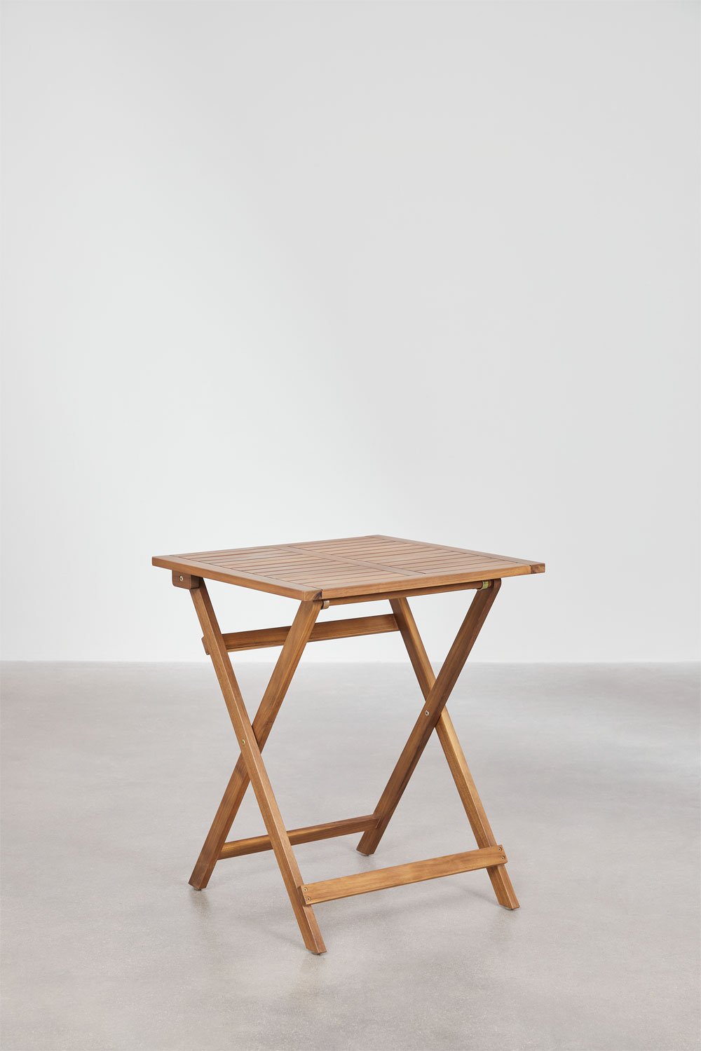 Tavolo da giardino quadrato 60x60 cm pieghevole in legno di acacia Delawer