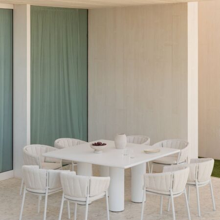 Tavolo da giardino quadrato 150x150 cm in cemento Lisboa