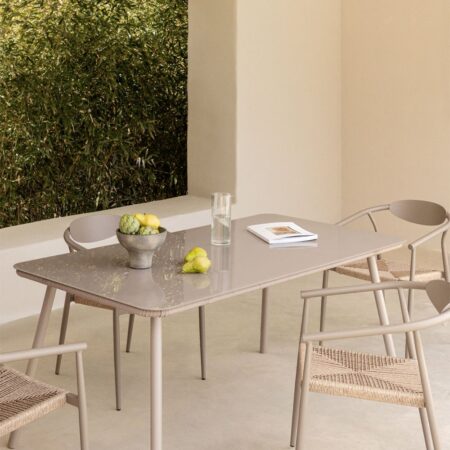 Tavolo da giardino rettangolare 160x90 cm in vetro e alluminio Arhiza