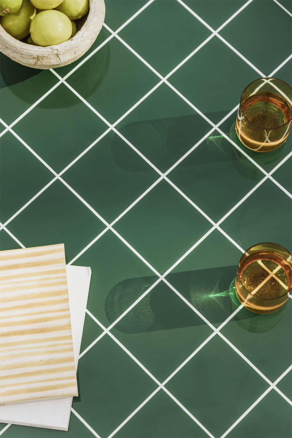 Tavolo da giardino rettangolare 200x100 cm in legno di acacia e piastrelle Dubai