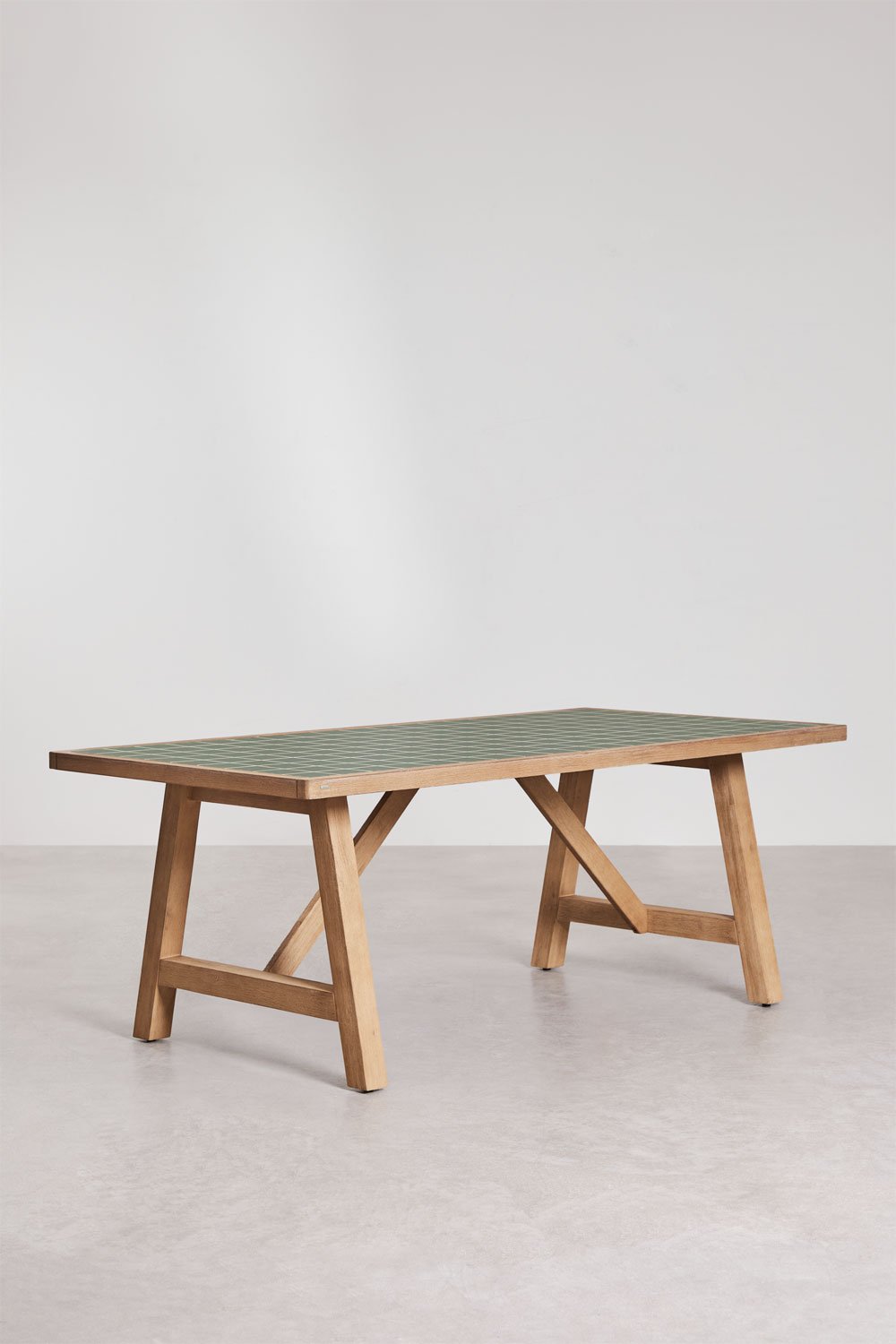 Tavolo da giardino rettangolare 200x100 cm in legno di acacia e piastrelle Dubai