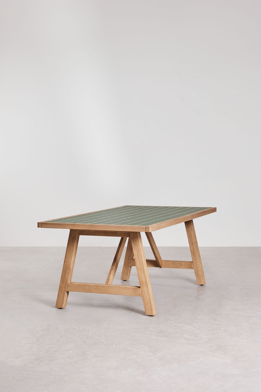 Tavolo da giardino rettangolare 200x100 cm in legno di acacia e piastrelle Dubai