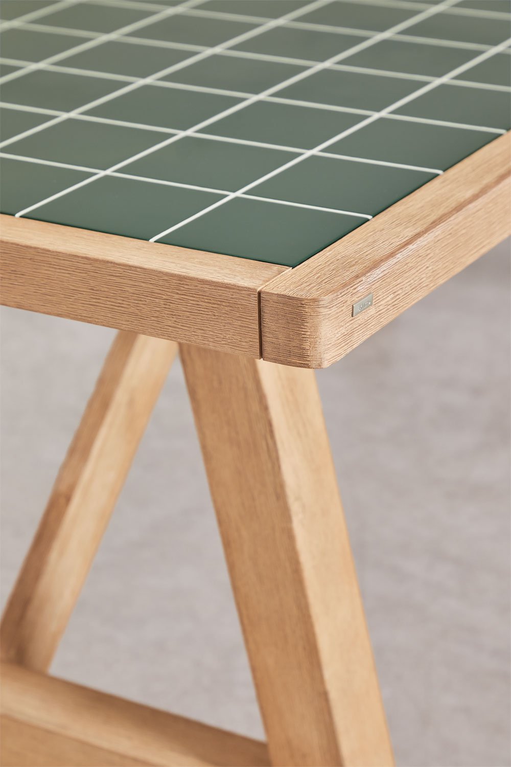 Tavolo da giardino rettangolare 200x100 cm in legno di acacia e piastrelle Dubai