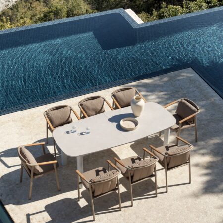 Tavolo da giardino rettangolare 220-280x100 cm allungabile in ceramica e alluminio Zinti