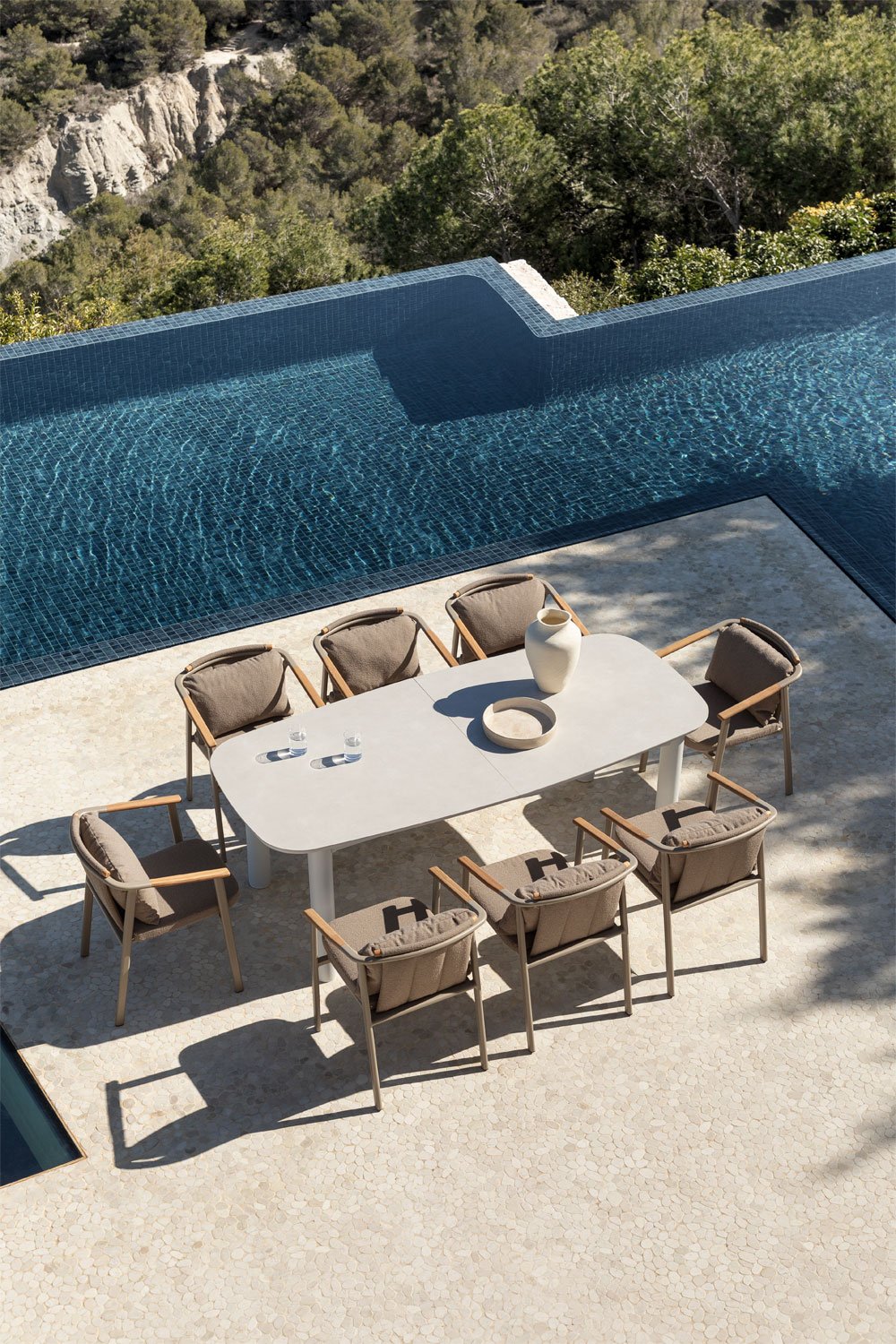 Tavolo da giardino rettangolare 220-280x100 cm allungabile in ceramica e alluminio Zinti