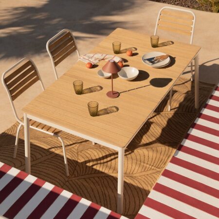 Tavolo da giardino rettangolare 160x90 cm in acciaio e legno di acacia Artus