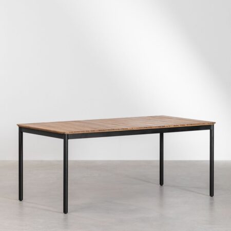 Tavolo da giardino rettangolare in acciaio e legno di acacia (160x90 cm) Artus