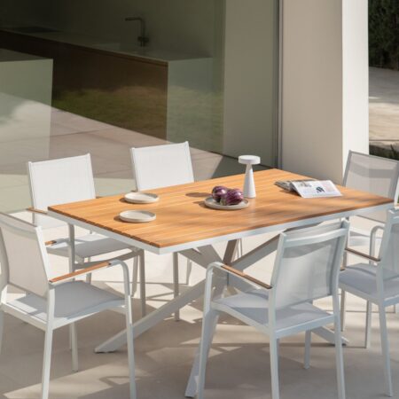 Tavolo da giardino rettangolare 180x100 cm in alluminio e legno Archer