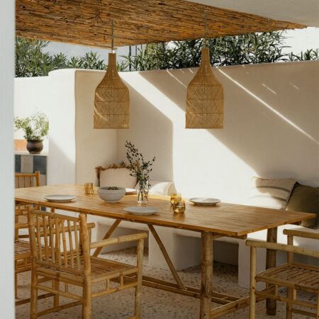 Tavolo da giardino rettangolare in bambù Senia