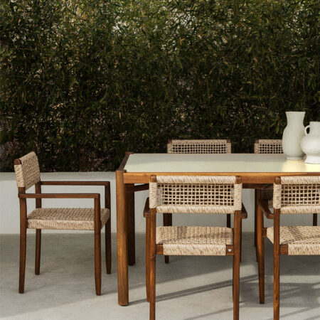 Tavolo da Giardino Rettangolare in Cemento e Legno di Acacia (210x100 cm) Gamila