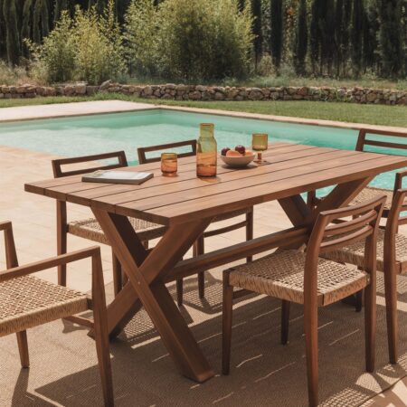 Tavolo da giardino rettangolare 180x90 cm in legno di acacia Giada