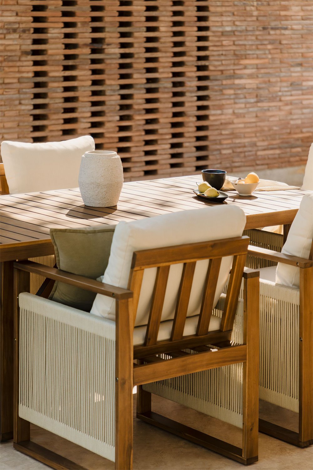 Tavolo da giardino rettangolare 200x100 cm in legno di acacia Nayely