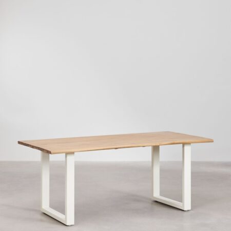 Tavolo da giardino rettangolare in legno di acacia e acciaio (180x90 cm) Maupi