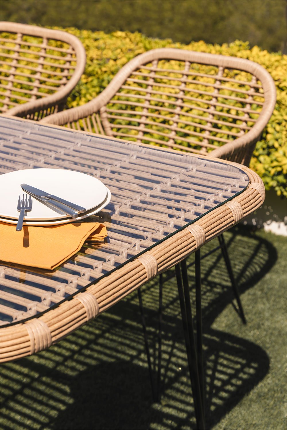 Tavolo da giardino rettangolare 180x90 cm in vimini sintetico Leribert