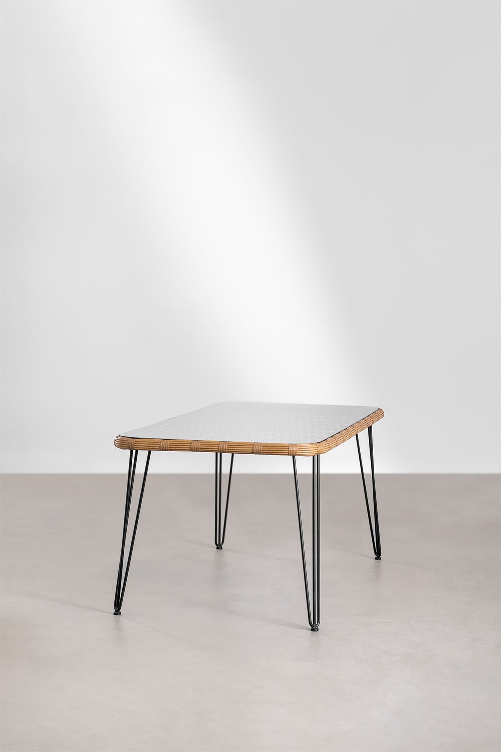 Tavolo da giardino rettangolare 180x90 cm in vimini sintetico Leribert