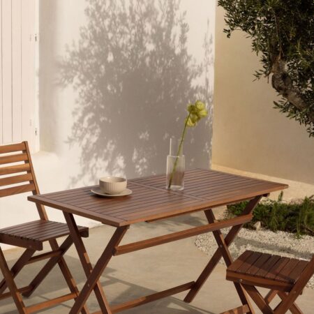 Tavolo da giardino rettangolare 120x60 cm pieghevole in legno di acacia Delawer