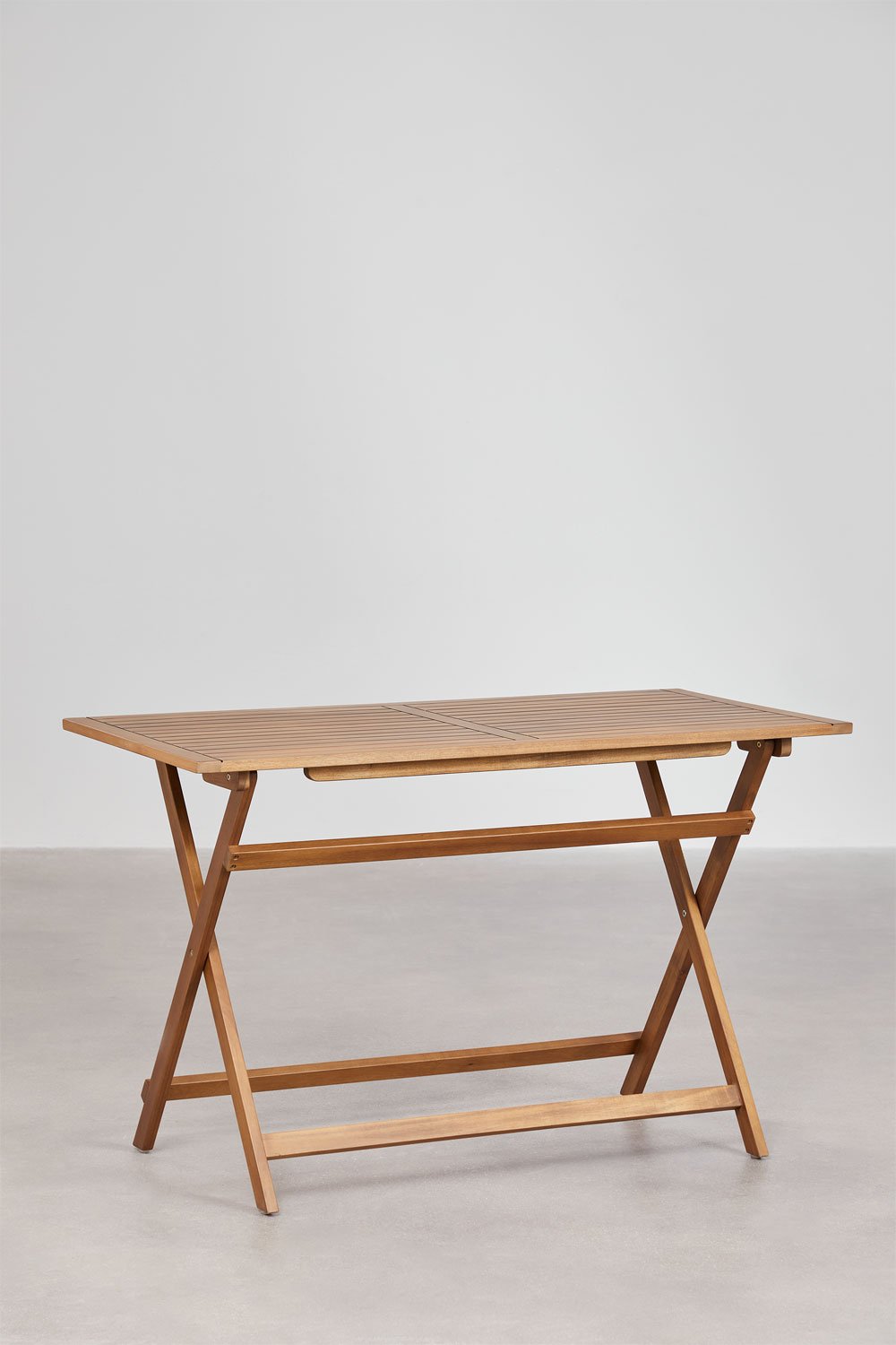 Tavolo da giardino rettangolare 120x60 cm pieghevole in legno di acacia Delawer