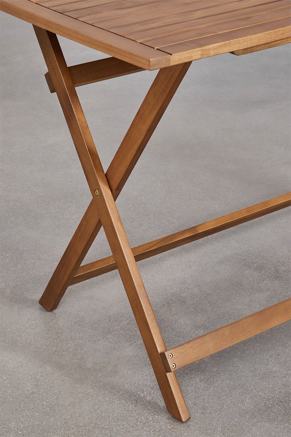 Tavolo da giardino rettangolare 120x60 cm pieghevole in legno di acacia Delawer