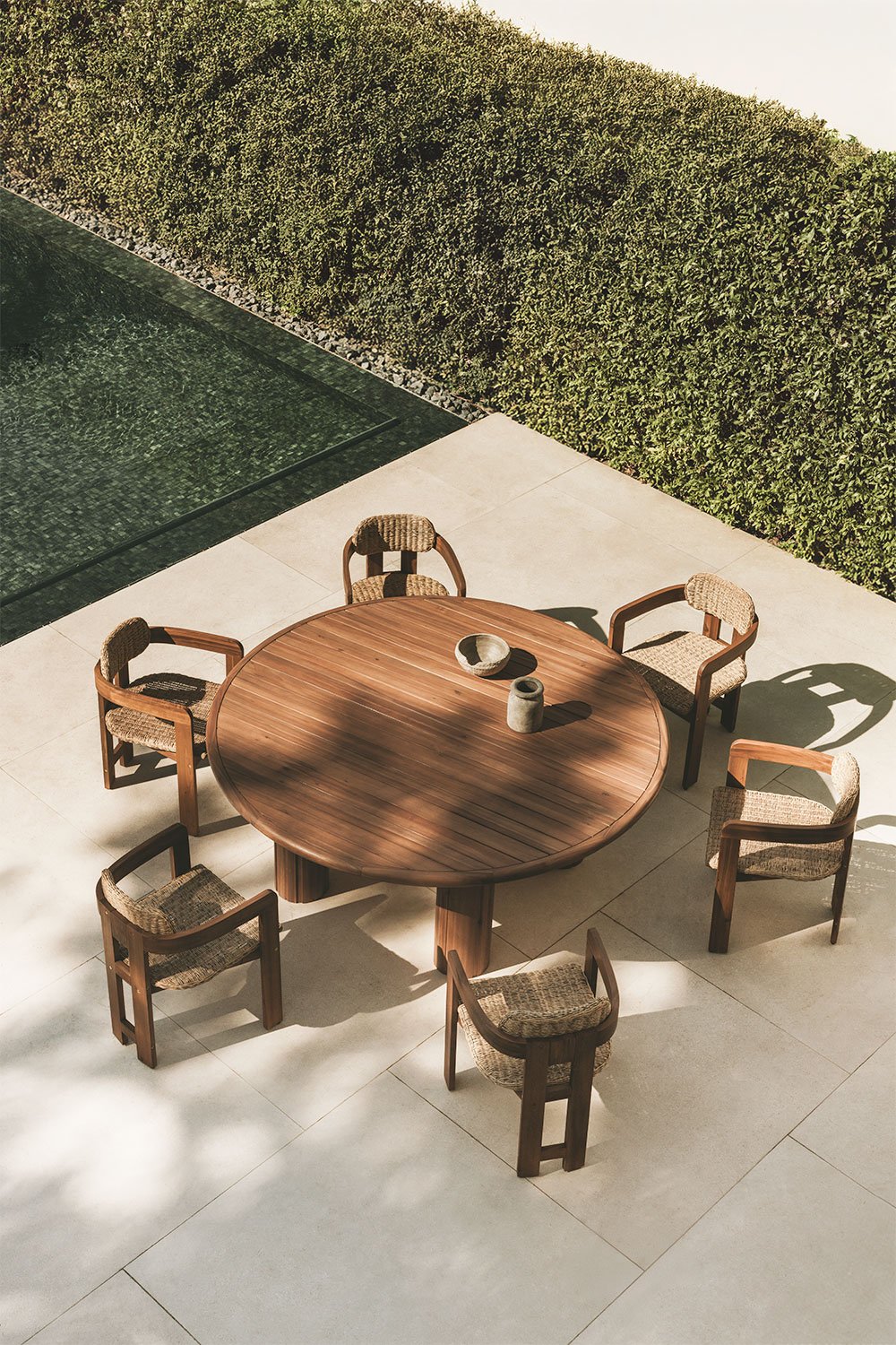 Tavolo da giardino rotondo in legno di acacia Danara
