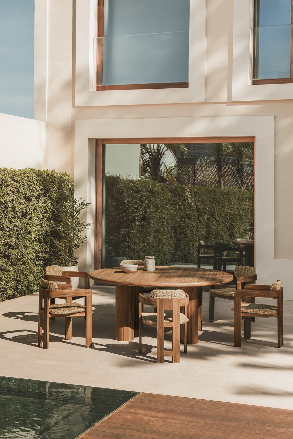 Tavolo da giardino rotondo in legno di acacia Danara