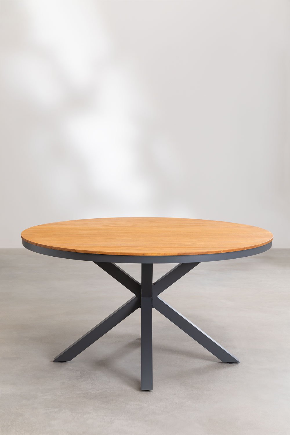 Tavolo da giardino rotondo in alluminio e legno di eucalipto Archer