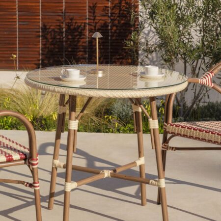 Tavolo da giardino rotondo Ø80 cm in alluminio e rattan sintetico Brielle Bistro