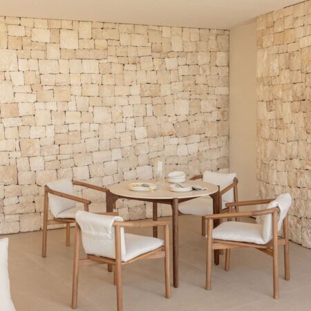 Tavolo da giardino rotondo Ø100 cm in cemento e legno di acacia Xajul