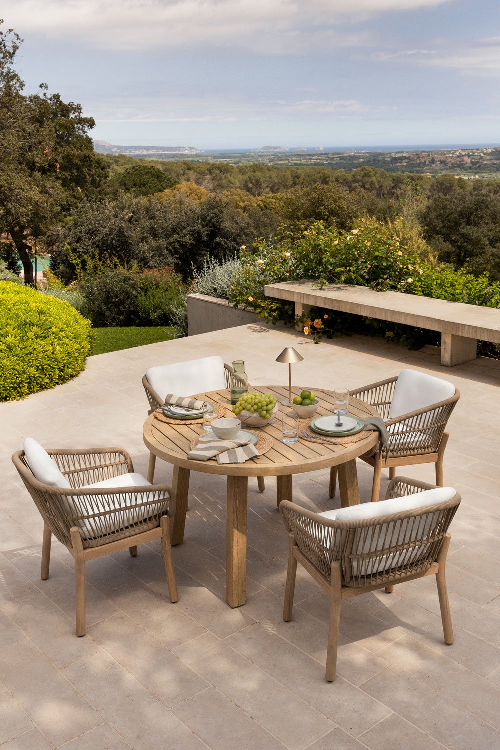 Tavolo da giardino rotondo Ø120 cm in legno di acacia Dubai