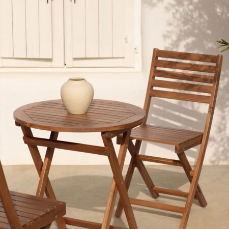 Tavolo da giardino rotondo Ø60 cm pieghevole in legno di acacia Delawer