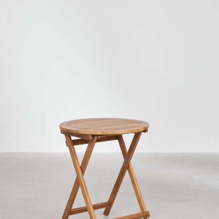 Tavolo da Giardino Rotondo Pieghevole in Legno di Acacia (Ø60 cm) Delawer
