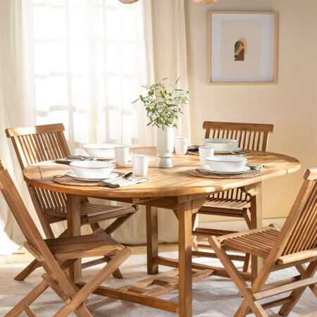 Tavolo da Pranzo Rotondo Allungabile in Legno di Teak (120-170x120 cm) Pira