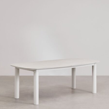 Tavolo da pranzo rettangolare estensibile 220-280x100 cm in ceramica e alluminio Zinti