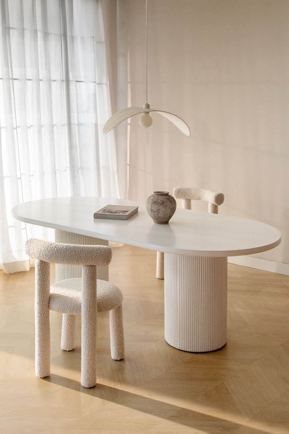 Tavolo da pranzo ovale 220x100 cm in cemento Velia